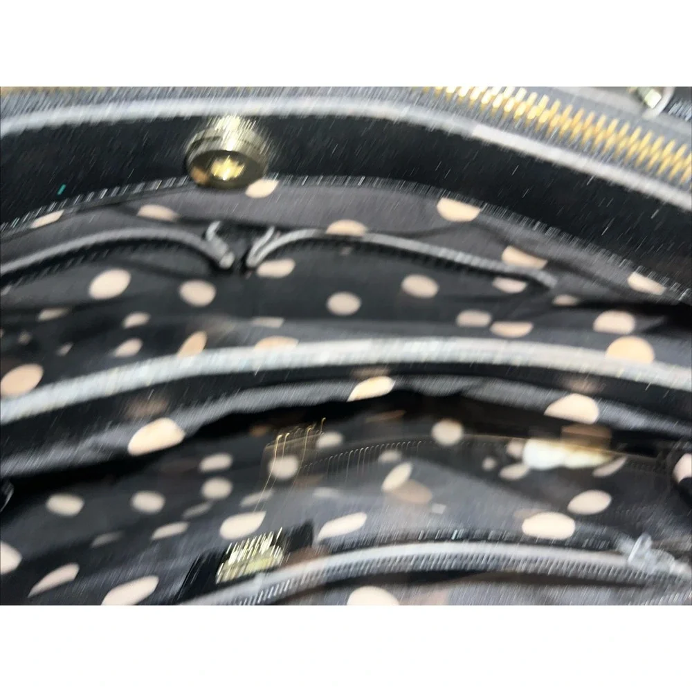 Anne Klein Black White Colorblock Satchel Handbag Top Handle Gold Hardware